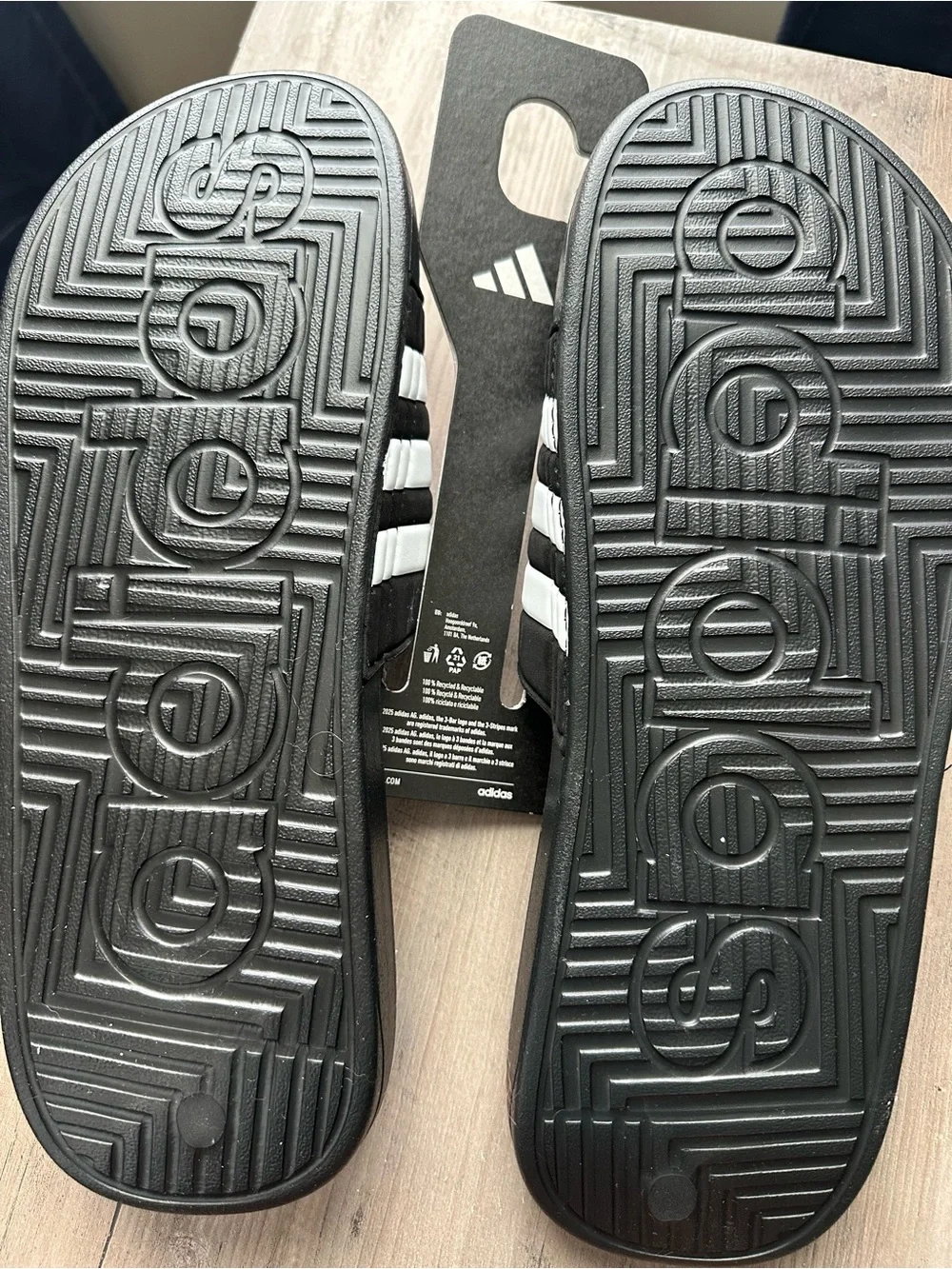 adidas Black and White Adissage Slide Sandals
